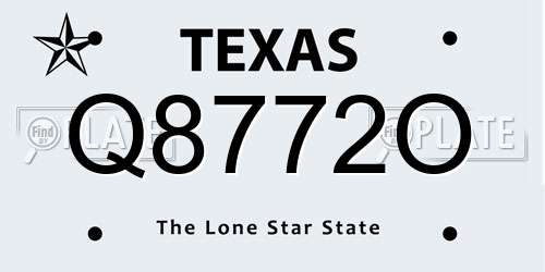 Q8772O Texas License Plate