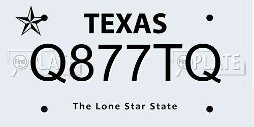 Q877TQ Texas License Plate