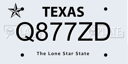 Q877ZD Texas License Plate