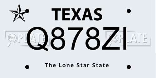 Q878ZI Texas License Plate
