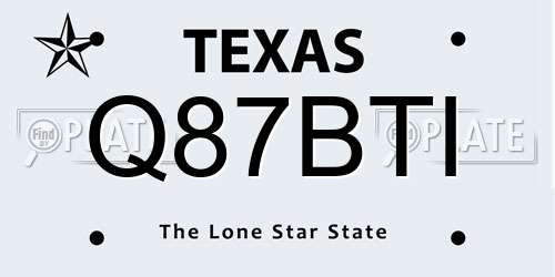 Q87BTI Texas License Plate