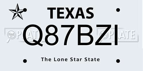 Q87BZI Texas License Plate