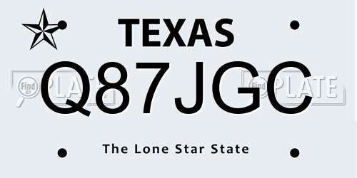 Q87JGC Texas License Plate