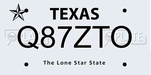 Q87ZTO Texas License Plate