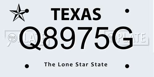 Q8975G Texas License Plate
