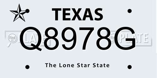 Q8978G Texas License Plate
