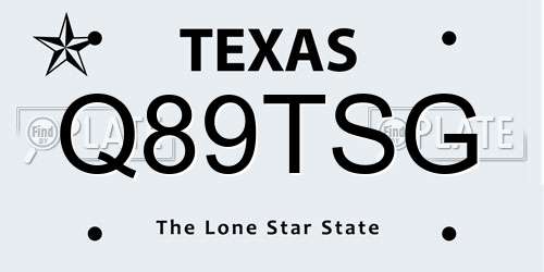 Q89TSG Texas License Plate
