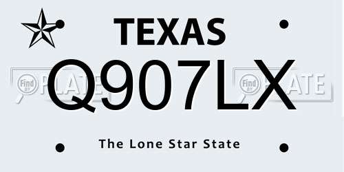Q907LX Texas License Plate