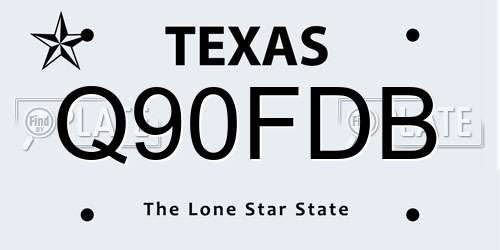 Q90FDB Texas License Plate