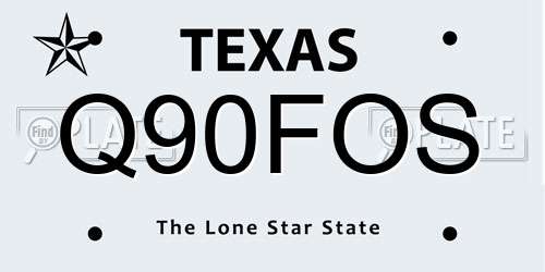 Q90FOS Texas License Plate