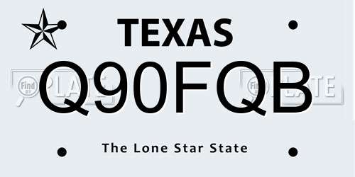 Q90FQB Texas License Plate