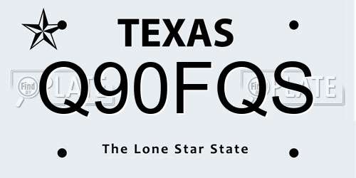 Q90FQS Texas License Plate