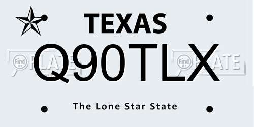 Q90TLX Texas License Plate