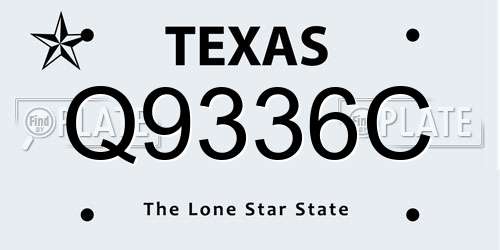 Q9336C Texas License Plate
