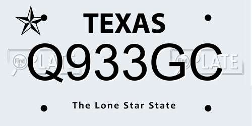 Q933GC Texas License Plate