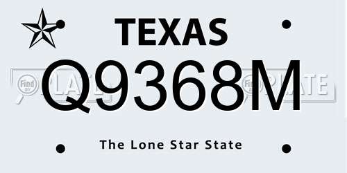 Q9368M Texas License Plate