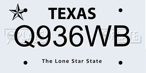 Q936WB Texas License Plate