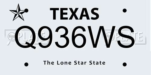 Q936WS Texas License Plate