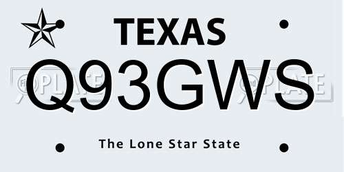 Q93GWS Texas License Plate