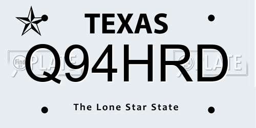 Q94HRD Texas License Plate