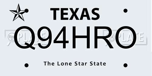 Q94HRO Texas License Plate