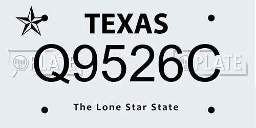Q9526C Texas License Plate
