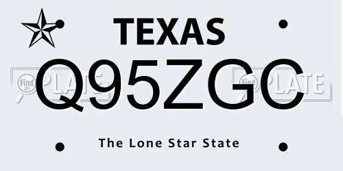 Q95ZGC Texas License Plate