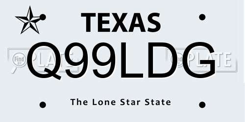 Q99LDG Texas License Plate