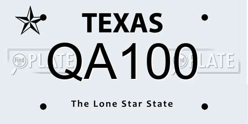 QA100 Texas License Plate