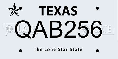 QAB256 Texas License Plate