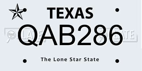 QAB286 Texas License Plate