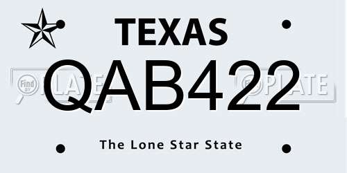 QAB422 Texas License Plate