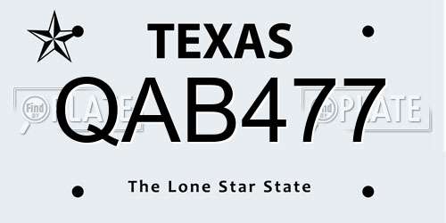 QAB477 Texas License Plate