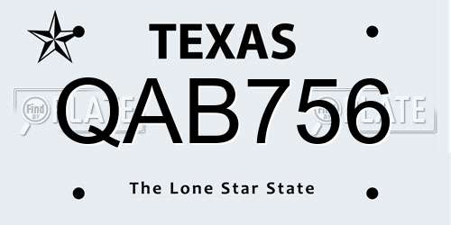 QAB756 Texas License Plate