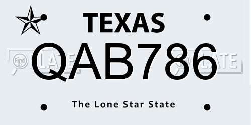 QAB786 Texas License Plate