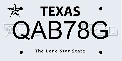 QAB78G Texas License Plate