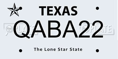 QABA22 Texas License Plate