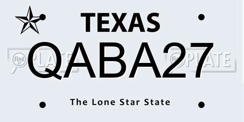 QABA27 Texas License Plate