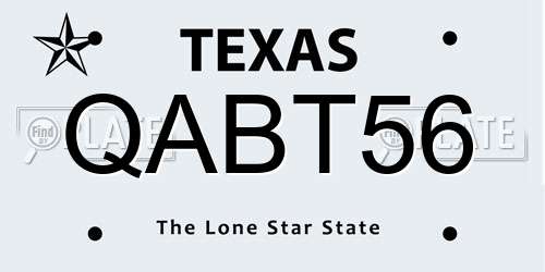 QABT56 Texas License Plate