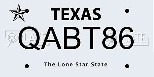 QABT86 Texas License Plate