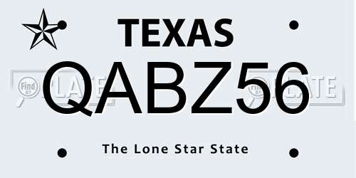 QABZ56 Texas License Plate