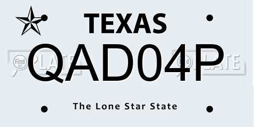 QAD04P Texas License Plate