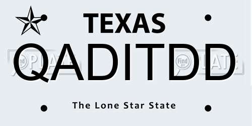 QADITDD Texas License Plate