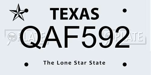 QAF592 Texas License Plate