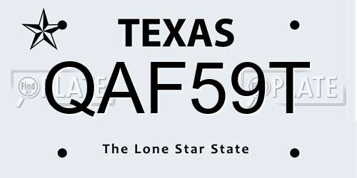 QAF59T Texas License Plate