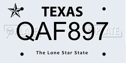QAF897 Texas License Plate