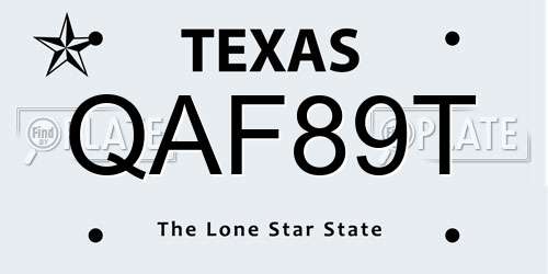 QAF89T Texas License Plate