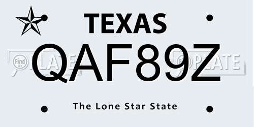 QAF89Z Texas License Plate