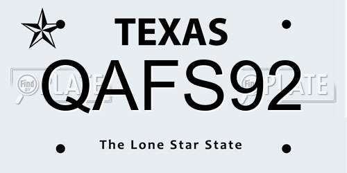 QAFS92 Texas License Plate