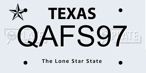 QAFS97 Texas License Plate